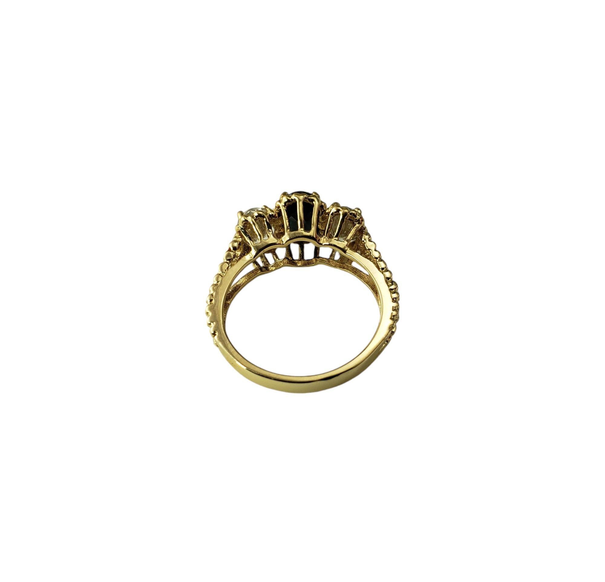 14 Karat Yellow Gold Blue and White Sapphire Ring Size 6  #18527 In Good Condition For Sale In Washington Depot, CT