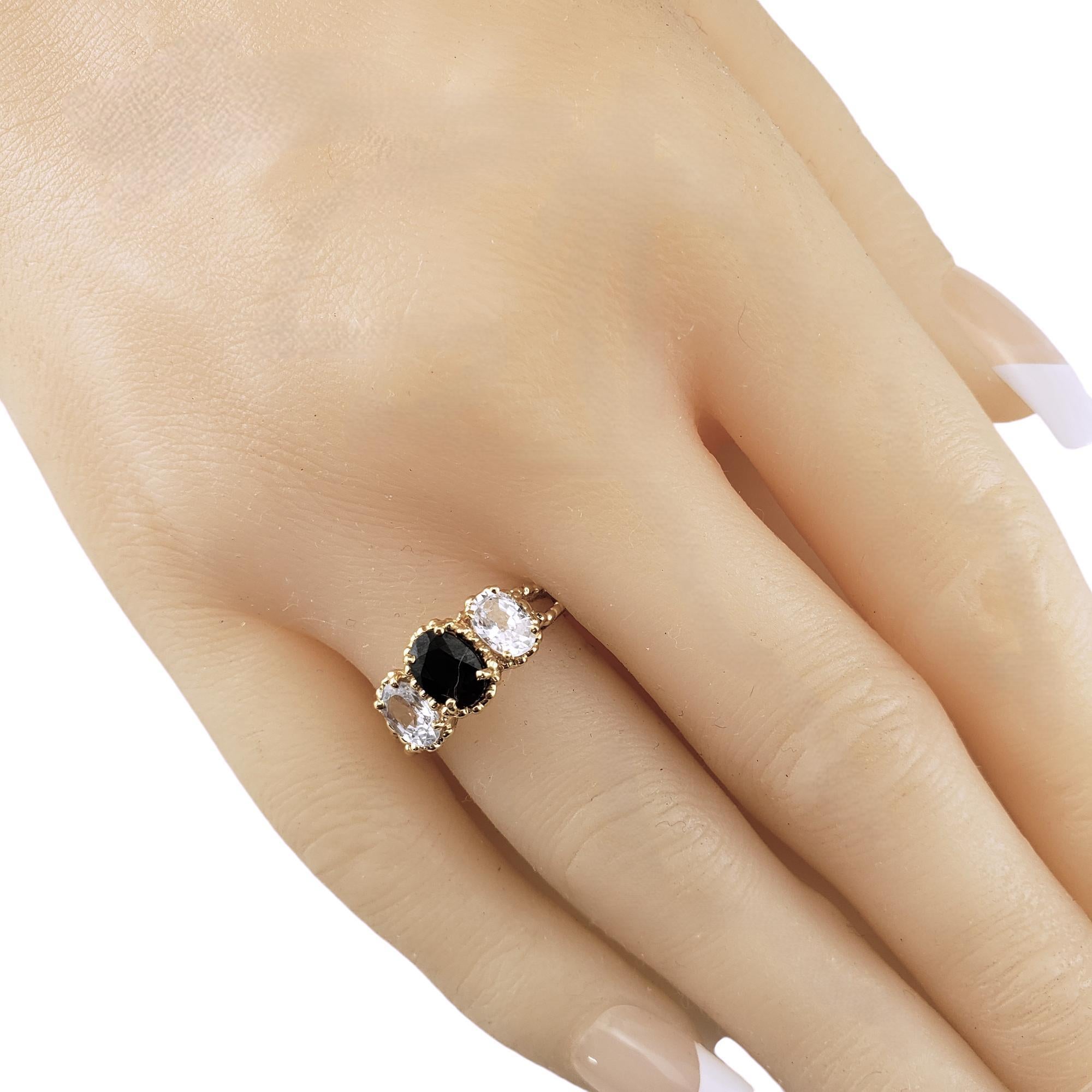 14 Karat Yellow Gold Blue and White Sapphire Ring Size 6  #18527 For Sale 2