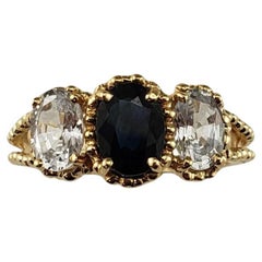 Vintage 14 Karat Yellow Gold Blue and White Sapphire Ring Size 6  #18527