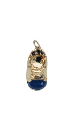 14 Karat Yellow Gold Blue Baby Shoe Charm #21634