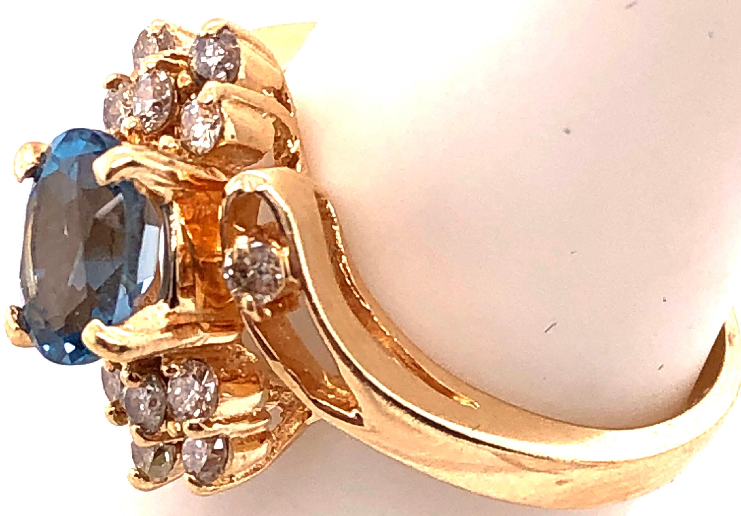 14 Karat Yellow Gold Blue Emerald Ring with Diamond Accents 50.00 TDW For Sale 4