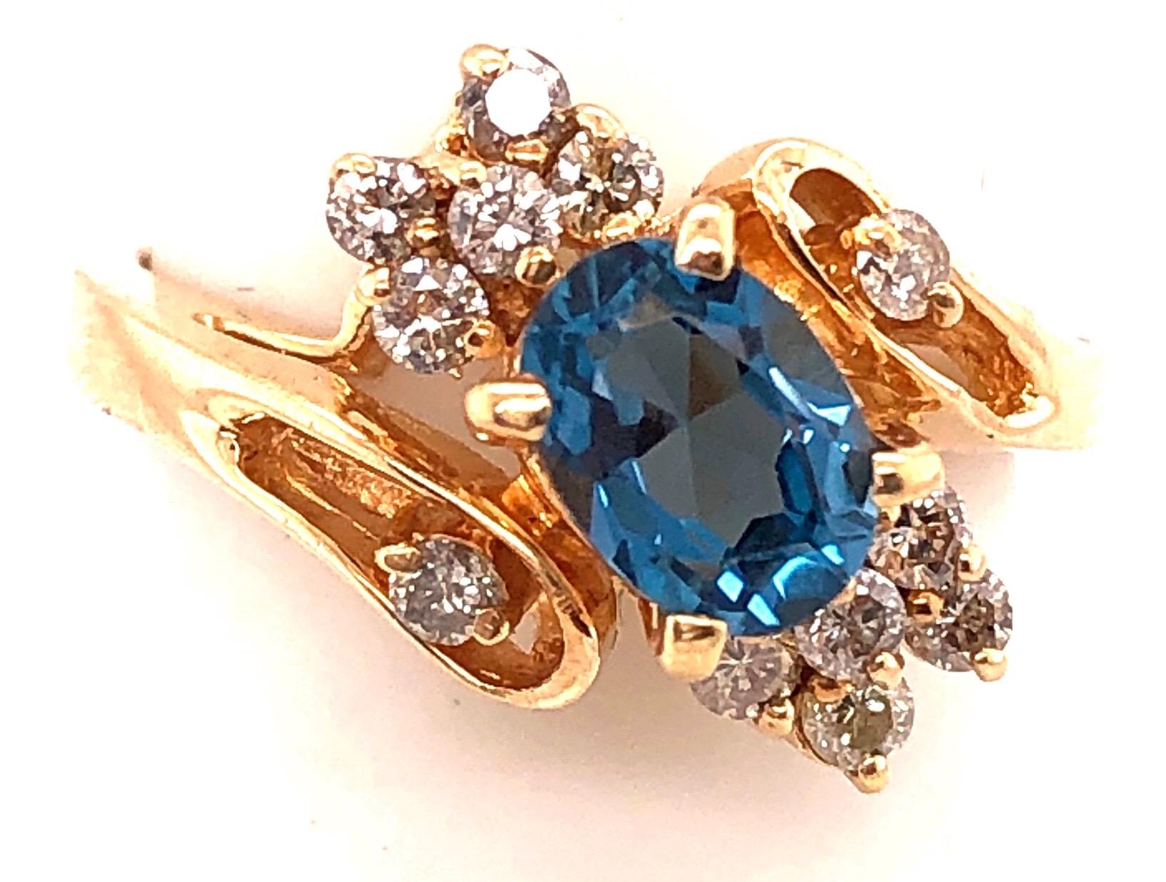14 Karat Gelbgold Blauer Smaragd-Ring mit Diamant-Akzenten 50,00 TDW im Zustand „Gut“ im Angebot in Stamford, CT