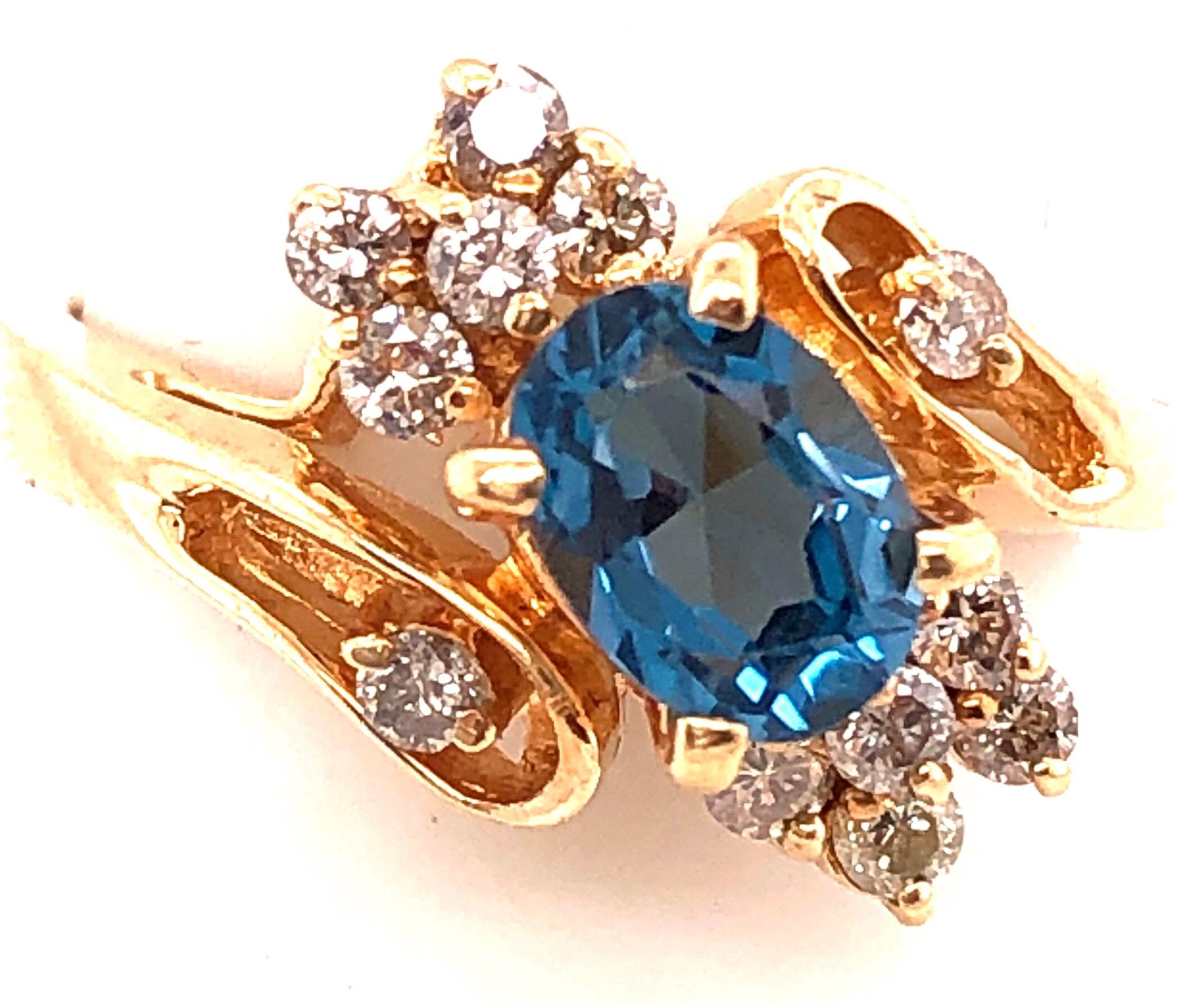 Women's or Men's 14 Karat Yellow Gold Blue Emerald Ring with Diamond Accents 50.00 TDW For Sale