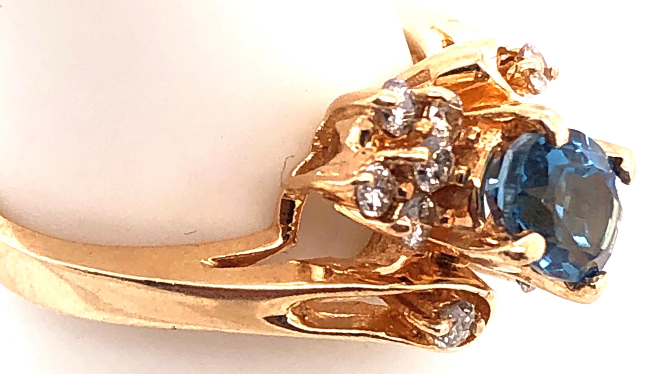 14 Karat Yellow Gold Blue Emerald Ring with Diamond Accents 50.00 TDW For Sale 3