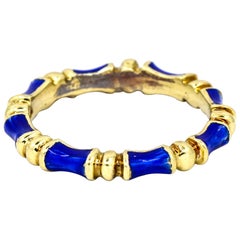 14 Karat Yellow Gold Blue Enamel Band Ring