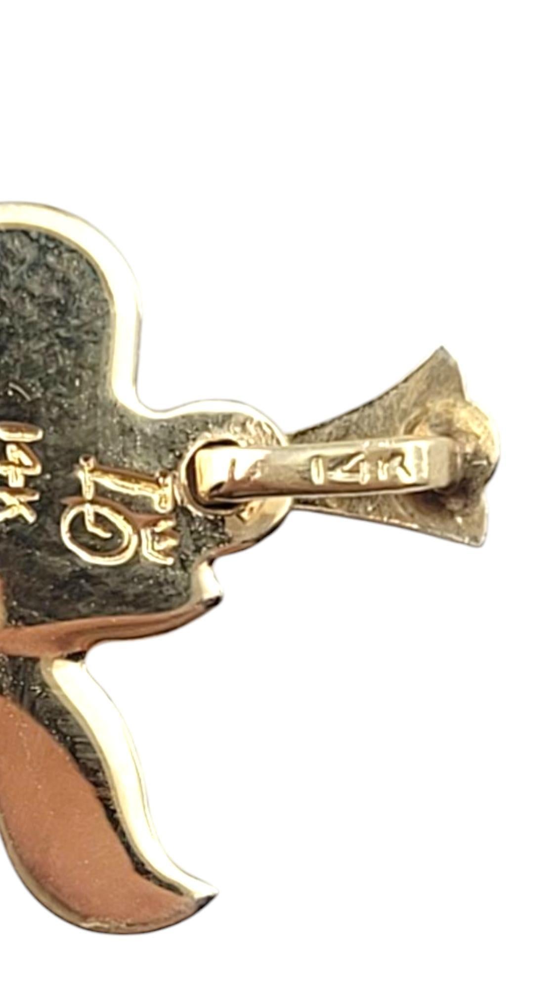 Pendentif chai en or jaune 14 carats et émail bleu #21257 Pour femmes en vente