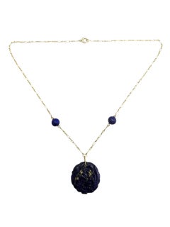 14 Karat Yellow Gold Blue Lapis Pendant Necklace #23515