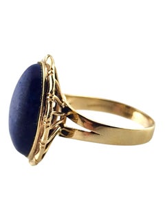 14 Karat Yellow Gold Blue Lapis Ring Size 7.75 #19378