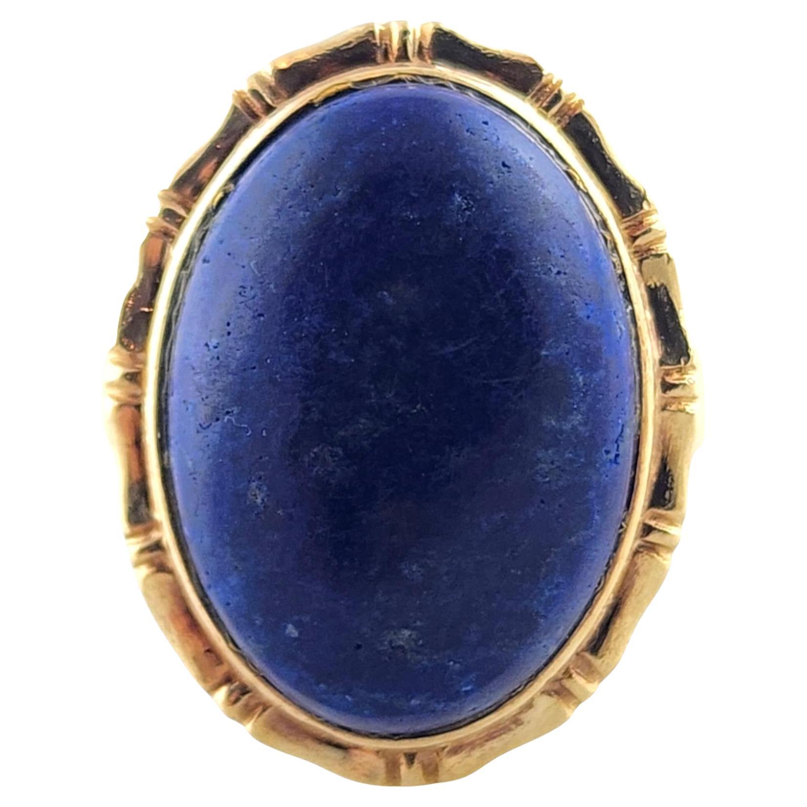 Anillo de oro amarillo de 14 quilates con lapislázuli azul talla 7.75 #19378