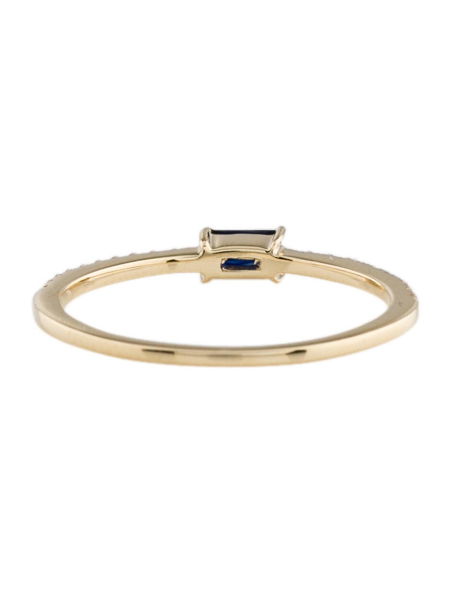 Contemporary 14 Karat Yellow Gold Blue Sapphire Stackable Ring For Sale