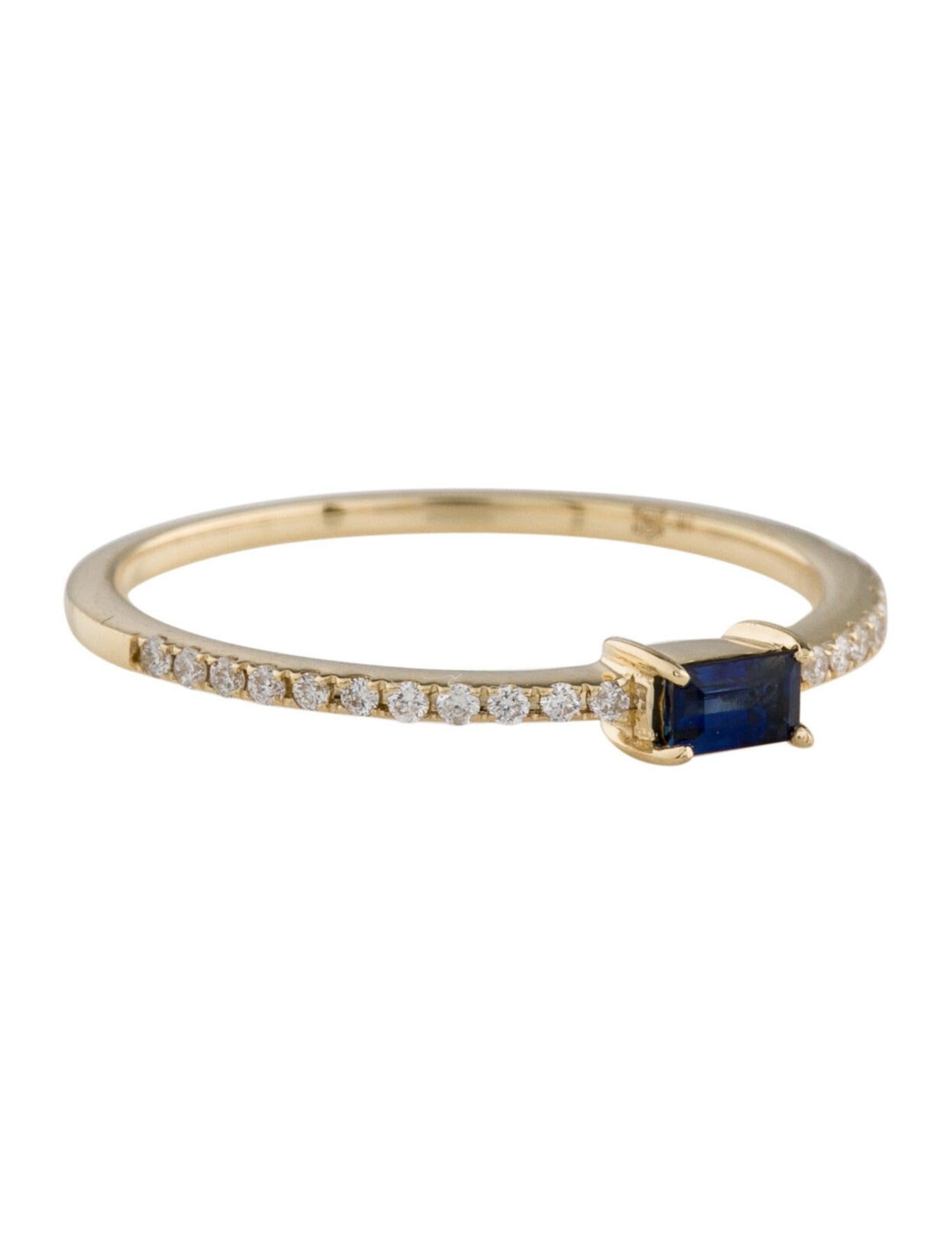 Women's 14 Karat Yellow Gold Blue Sapphire Stackable Ring For Sale