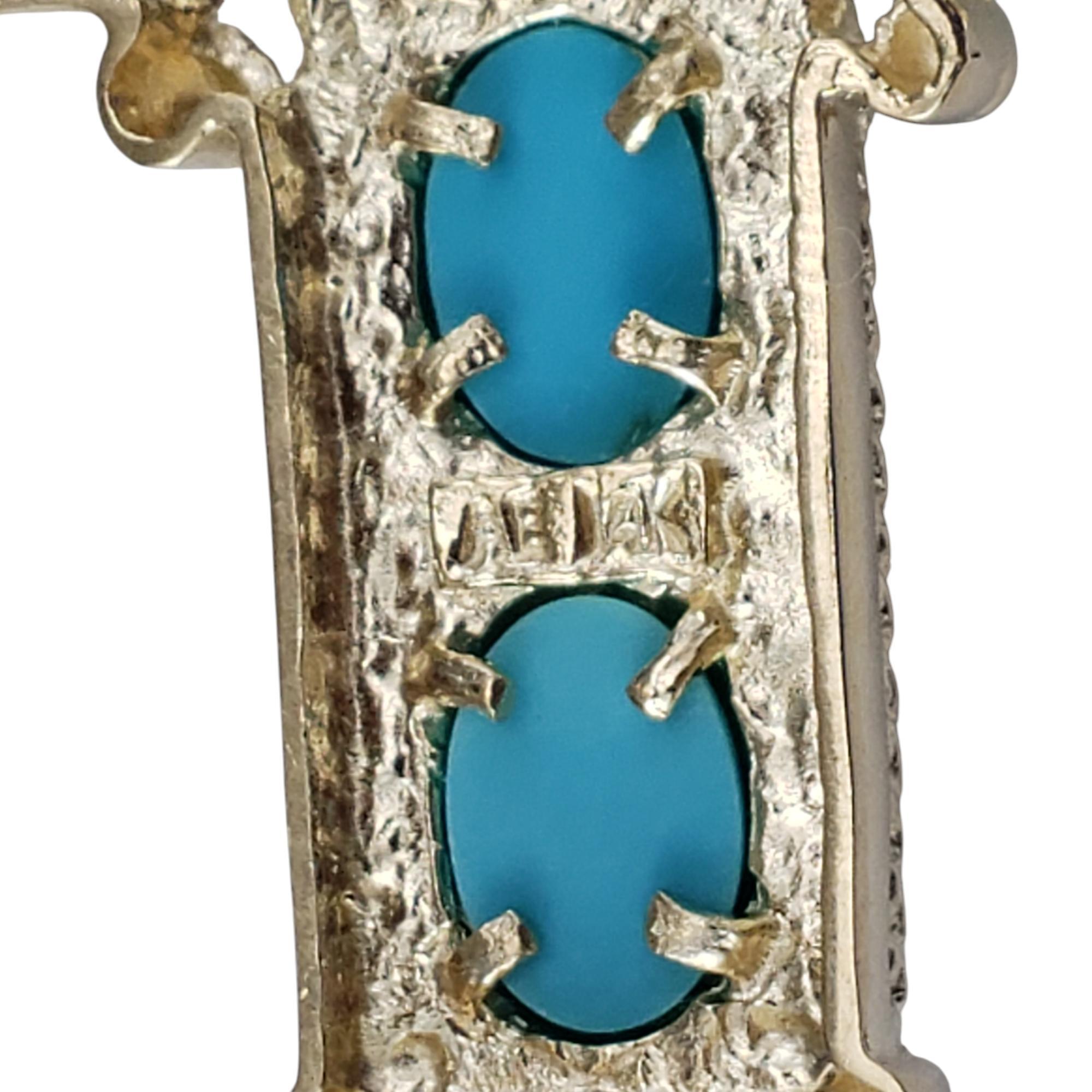 Women's 14 Karat Yellow Gold Blue Stone and Pearl Cross Pendant #20635