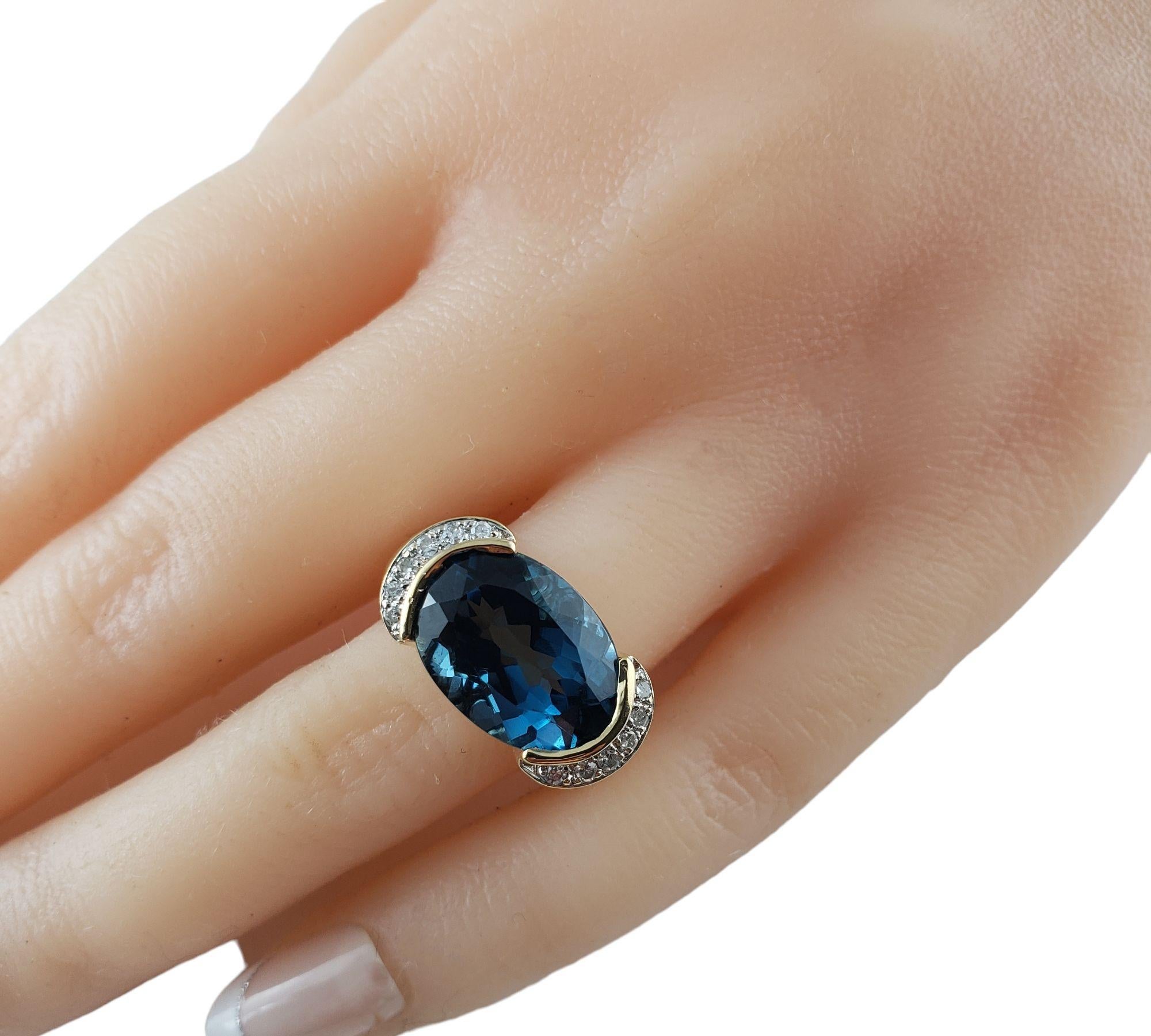 14 Karat Yellow Gold Blue Topaz Diamond Ring Size 6.25 #14834 For Sale 4