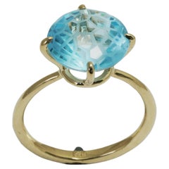 14 Karat Yellow Gold Blue Topaz Ring