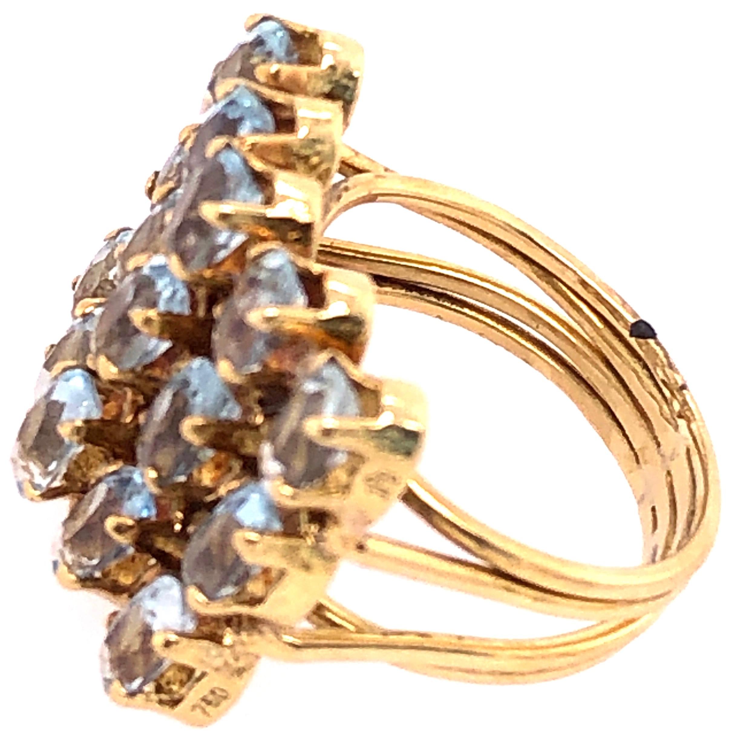 14 Karat Yellow Gold Blue Topaz Three-Tier Ring In Good Condition For Sale In Stamford, CT