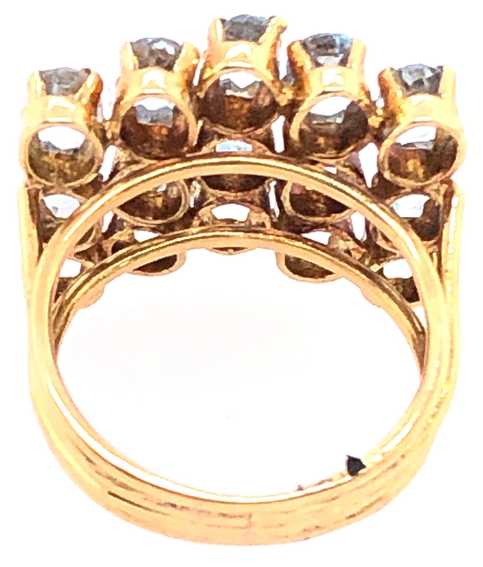 14 Karat Yellow Gold Blue Topaz Three-Tier Ring For Sale 1