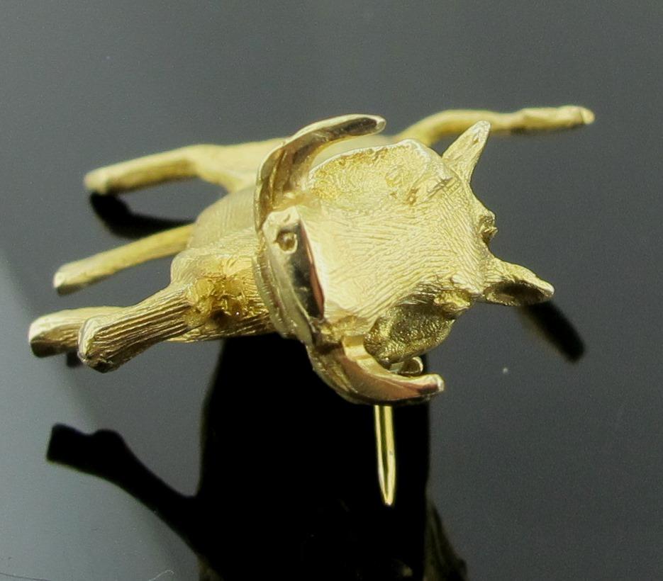Women's or Men's 14 Karat Yellow Gold Boar Pin