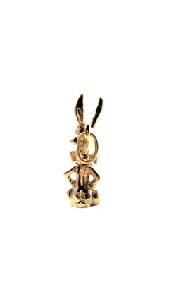 14 Karat Yellow Gold Bobble Head Bunny Rabbit w/ Bowtie Charm #20346