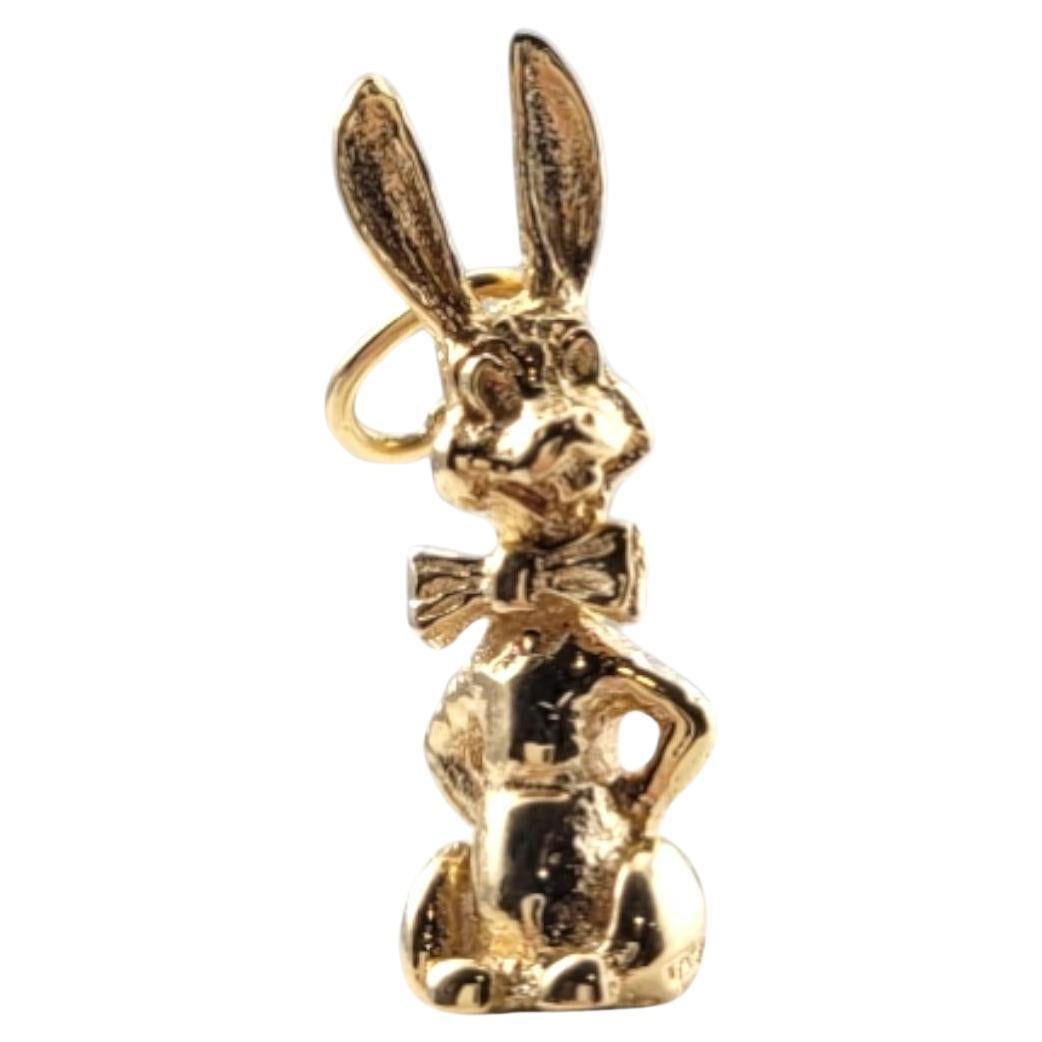 Coniglietto con papillon in oro giallo 14 carati #20346 in vendita