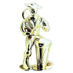 14 Karat Yellow Gold Bongo Drum Player Charm