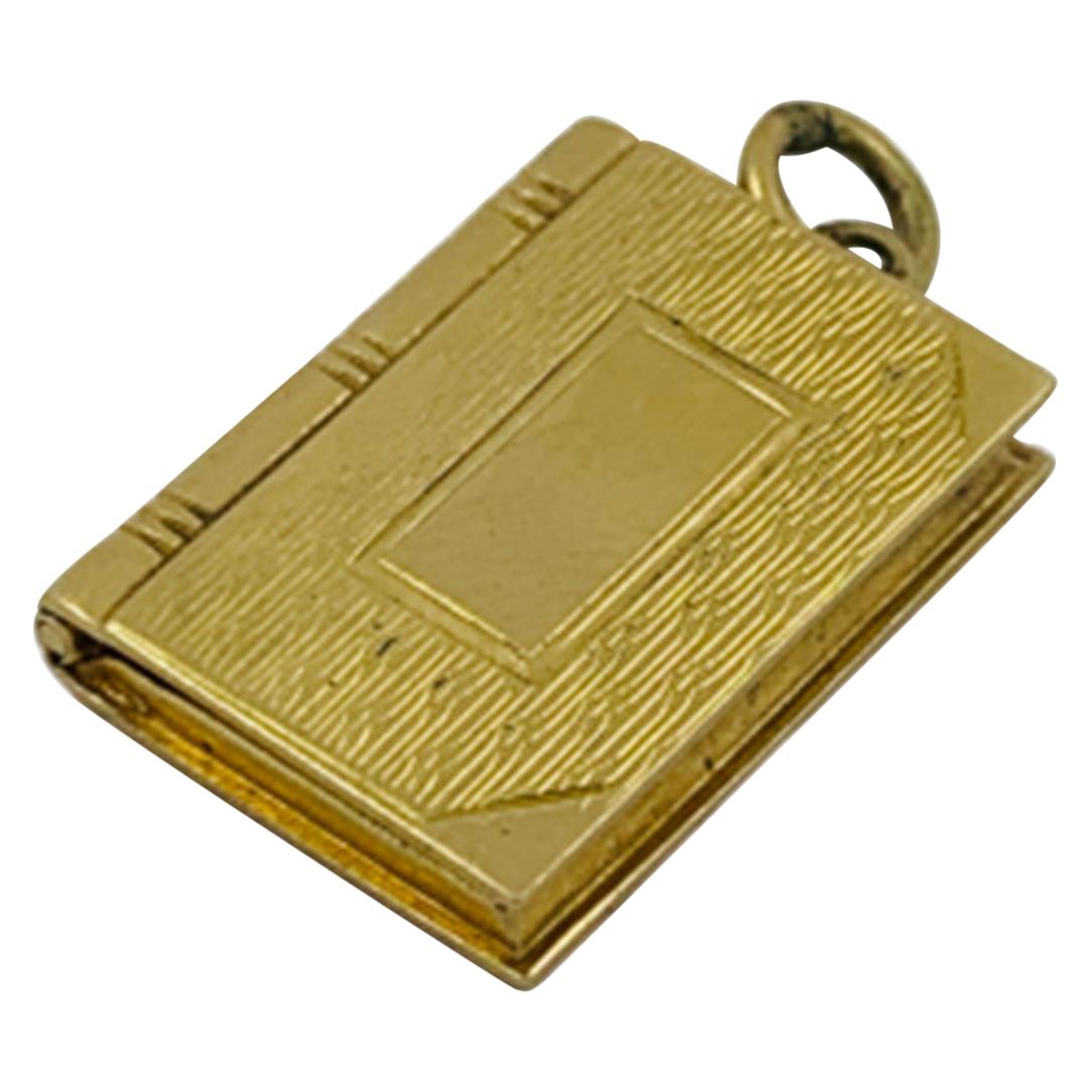 14 Karat Yellow Gold Book Locket Charm, "Esemco", circa 1930s-1940s