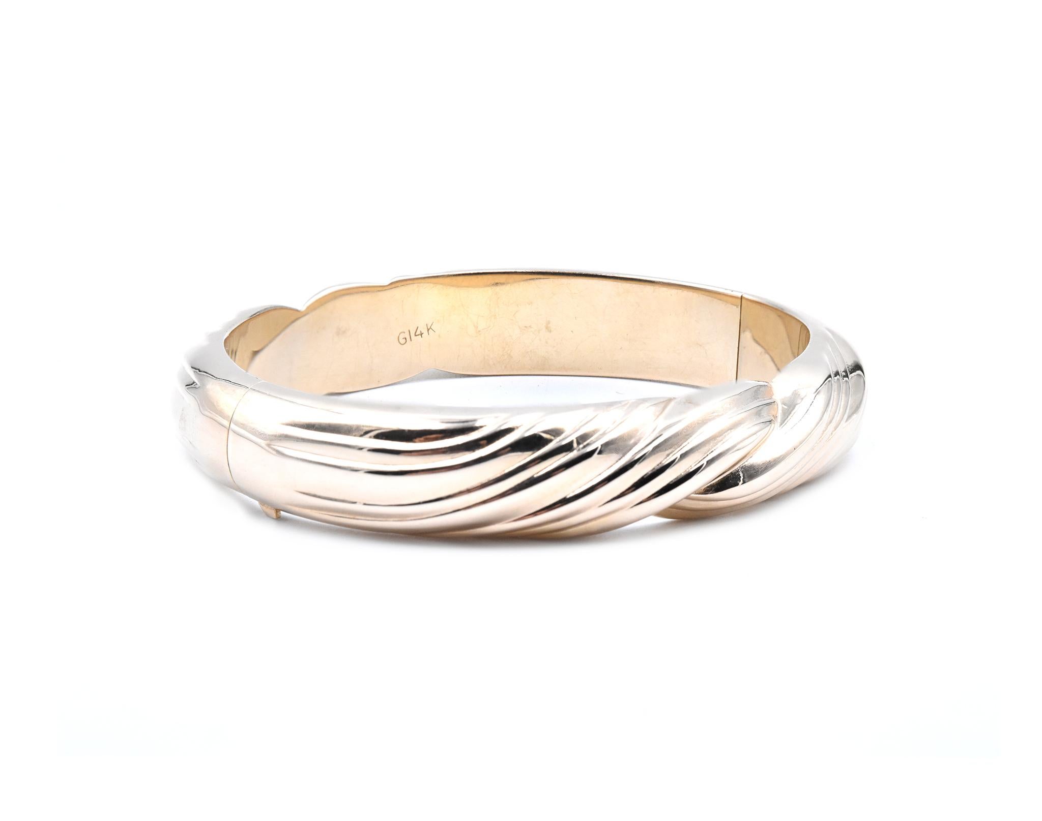 Designer: custom
Material: 18k yellow gold
Dimensions: the bracelet will fit up to a 7-inch wrist
Weight: 17.97 grams
