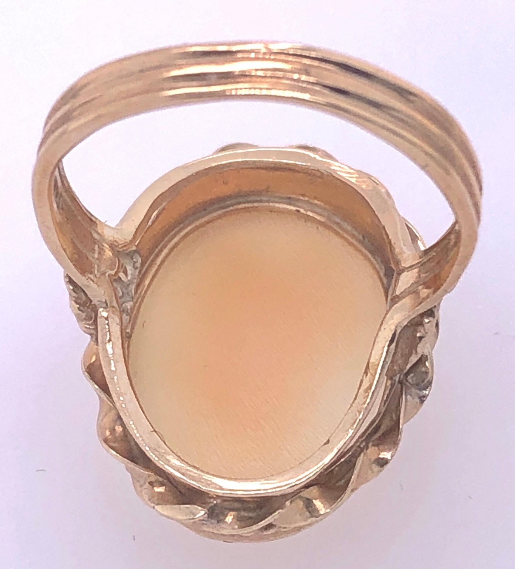 Women's or Men's 14 Karat Yellow Gold Braided Frame Cameo Ring For Sale