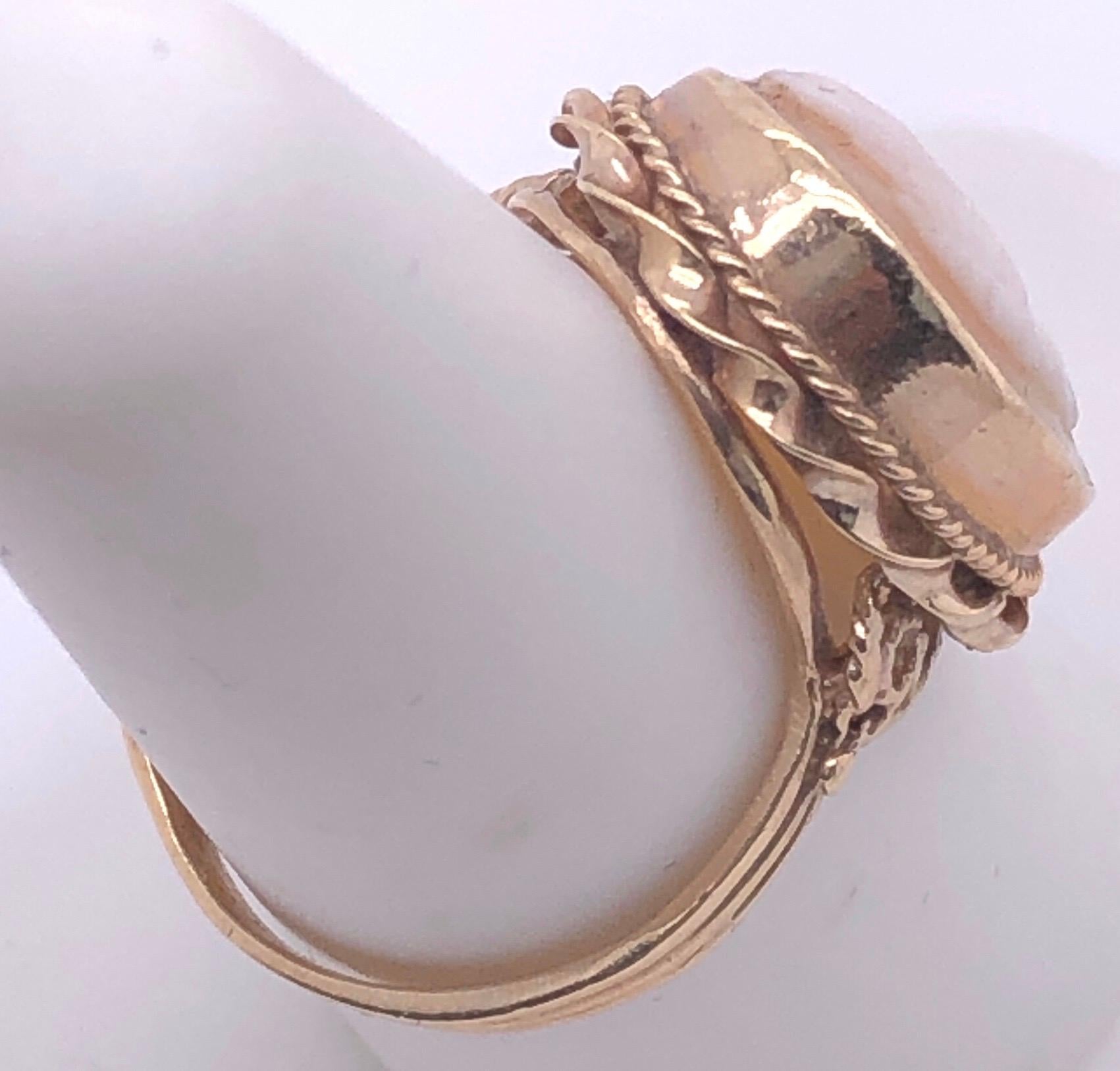 14 Karat Yellow Gold Braided Frame Cameo Ring For Sale 1