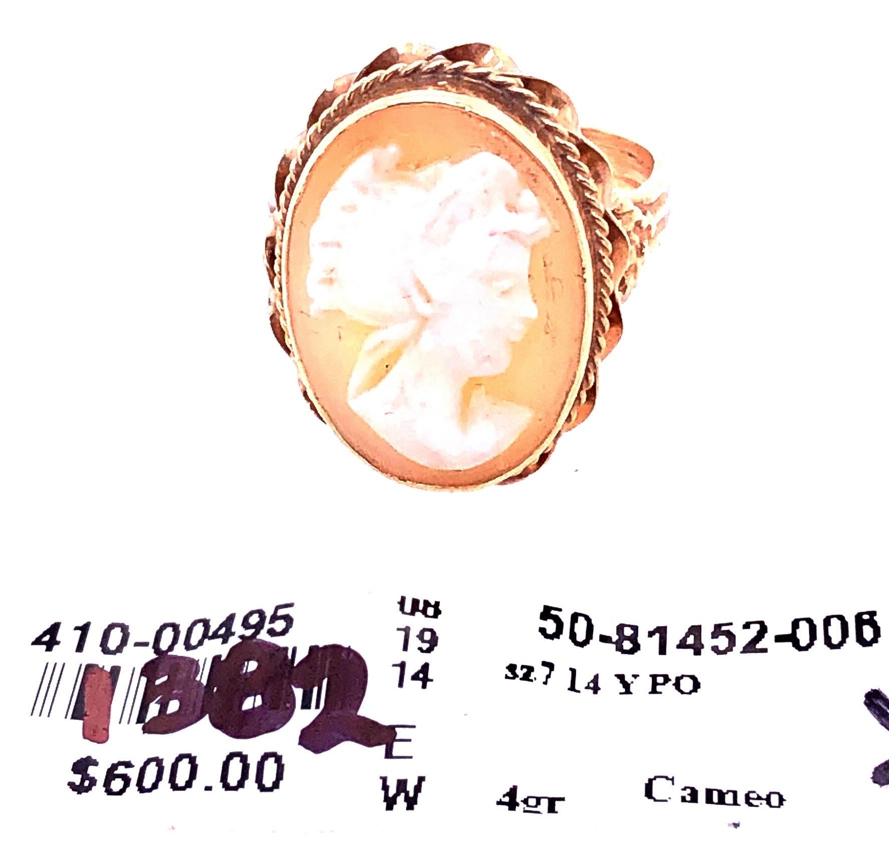 14 Karat Yellow Gold Braided Frame Cameo Ring For Sale 2