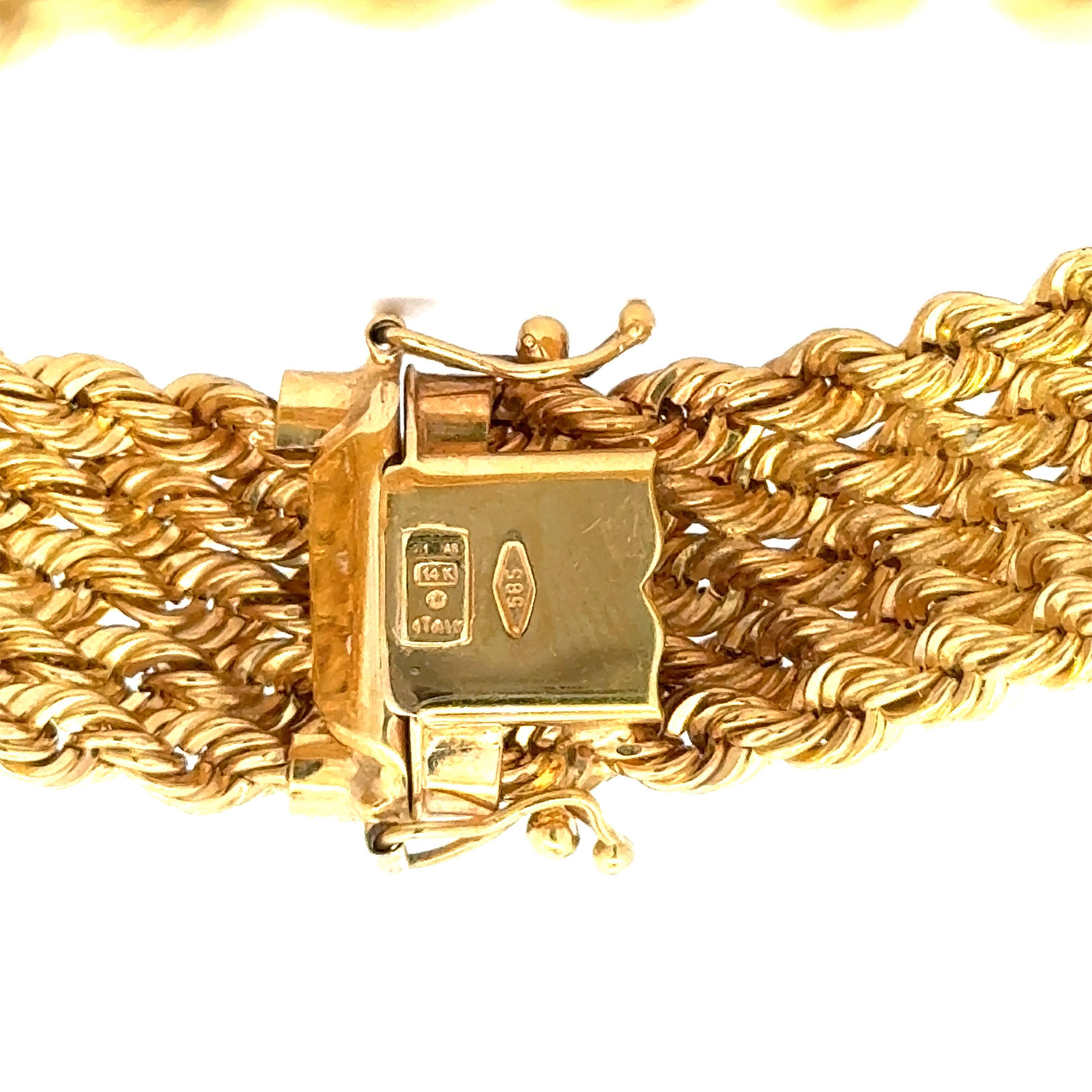  Italian Braided Twist Bracelet 21.1 Grams 8.25 Inches 14 Karat Yellow Gold  For Sale 3