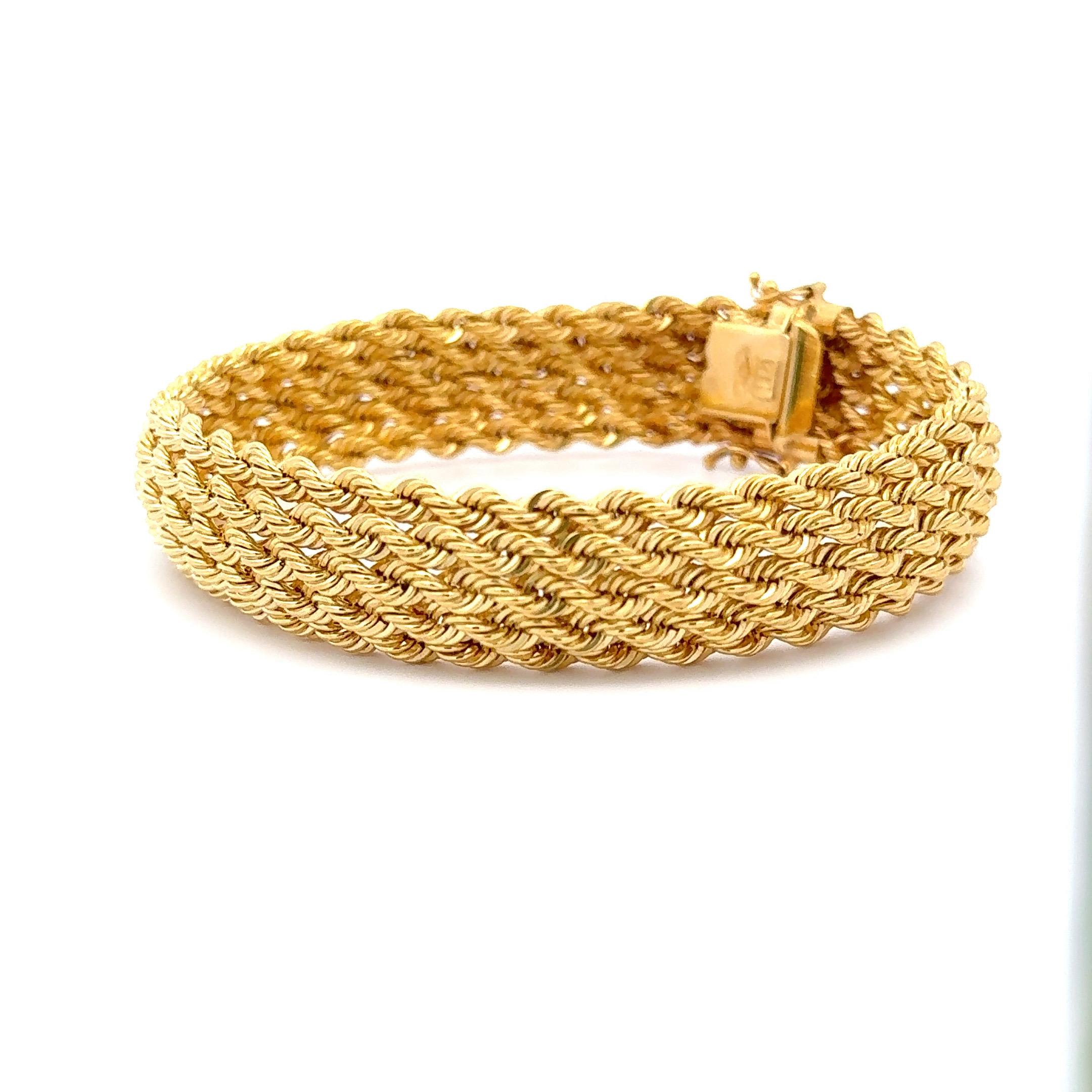 14 Karat Yellow Gold Braided Twist Bracelet 21.1 Grams 8.25 Inches For Sale 4