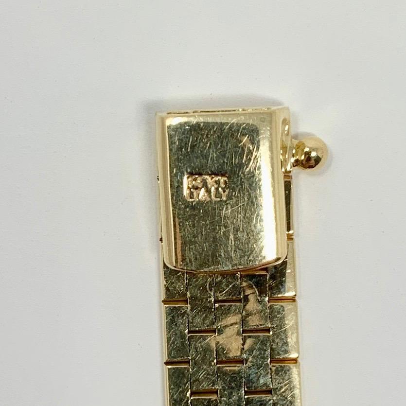 14 Karat Yellow Gold Brick Pattern Strap Bracelet 1