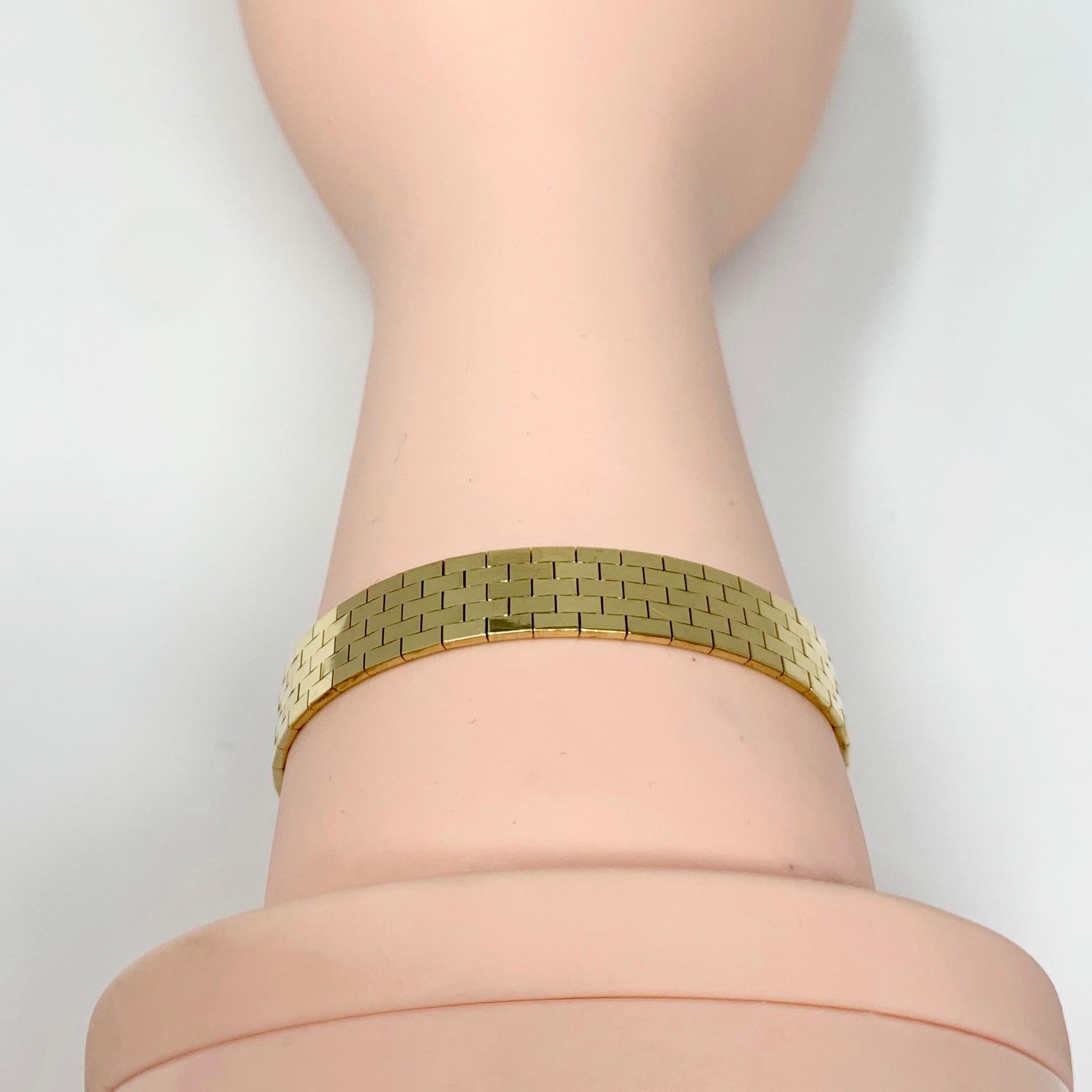 14 Karat Yellow Gold Brick Pattern Strap Bracelet 2