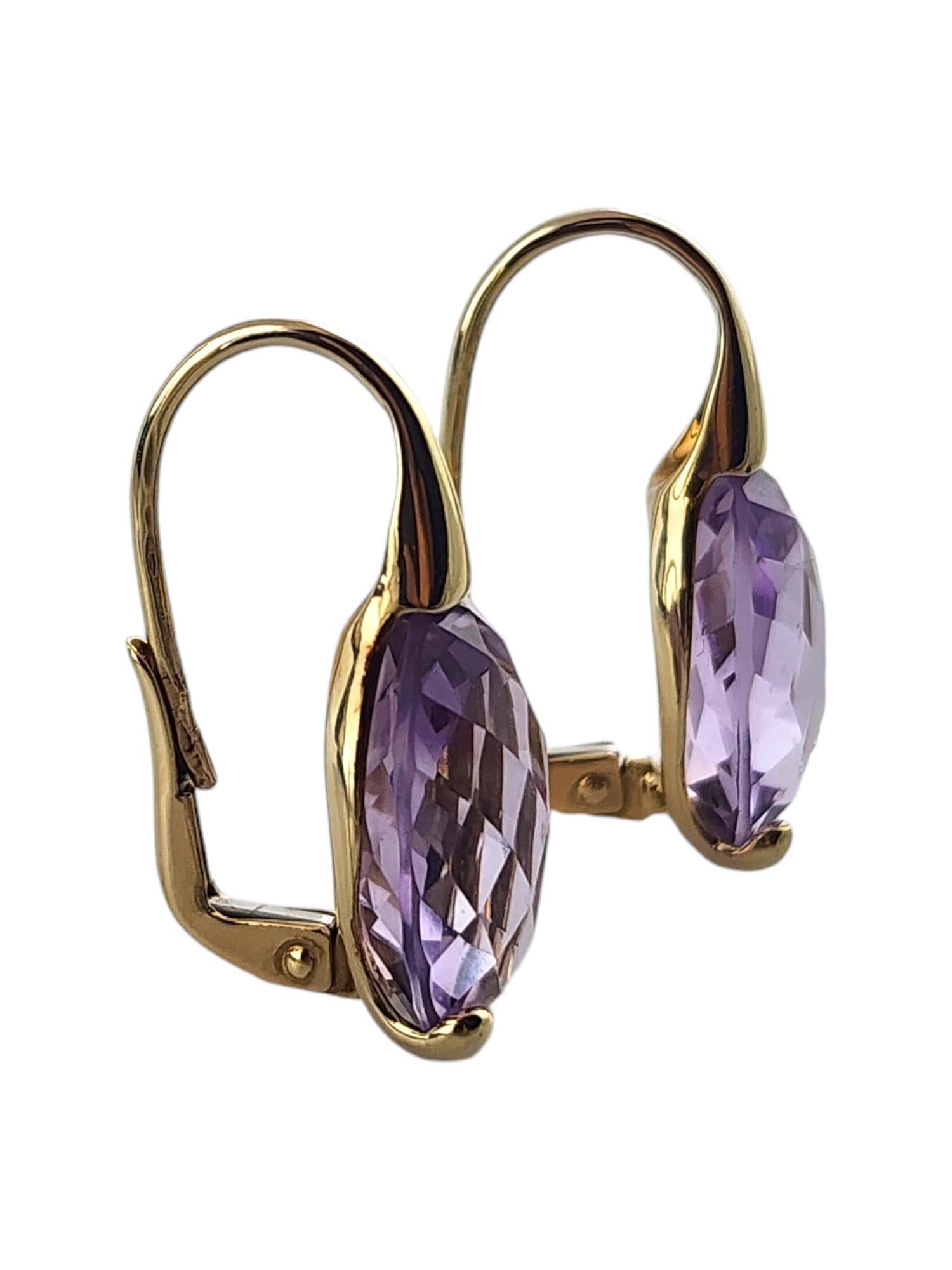 14 Karat Gelbgold Briolette-Schliff Amethyst-Ohrringe mit Hebelverschluss #19019 (Zeitgenössisch) im Angebot