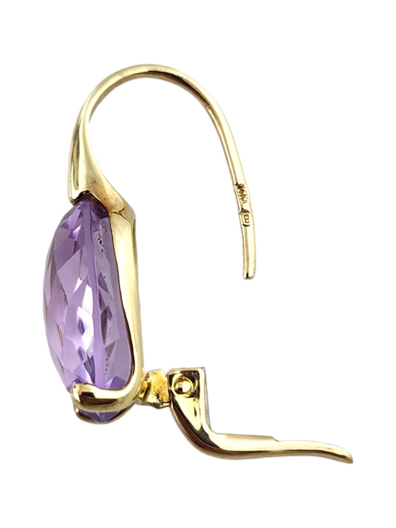 14 Karat Gelbgold Briolette-Schliff Amethyst-Ohrringe mit Hebelverschluss #19019 im Angebot 1