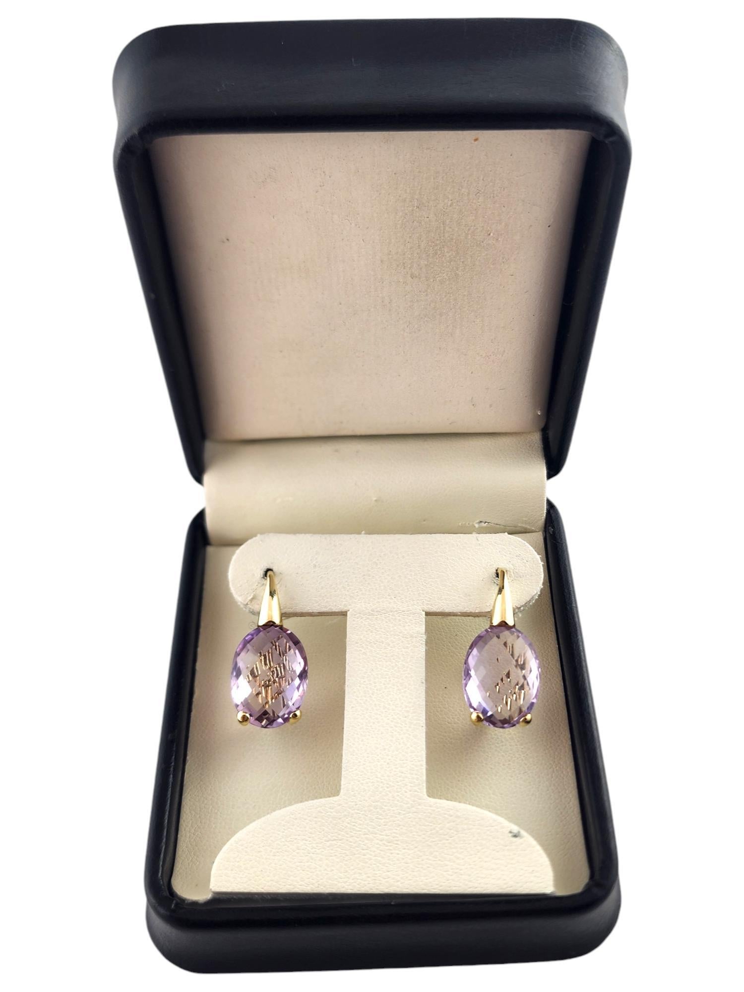 14 Karat Gelbgold Briolette-Schliff Amethyst-Ohrringe mit Hebelverschluss #19019 im Angebot 3
