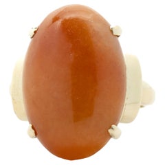 14 Karat Yellow Gold Brown Jade Ring