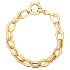 Bracelet à maillons chevaux en or jaune 14 carats brossé, 19,5 grammes 8"