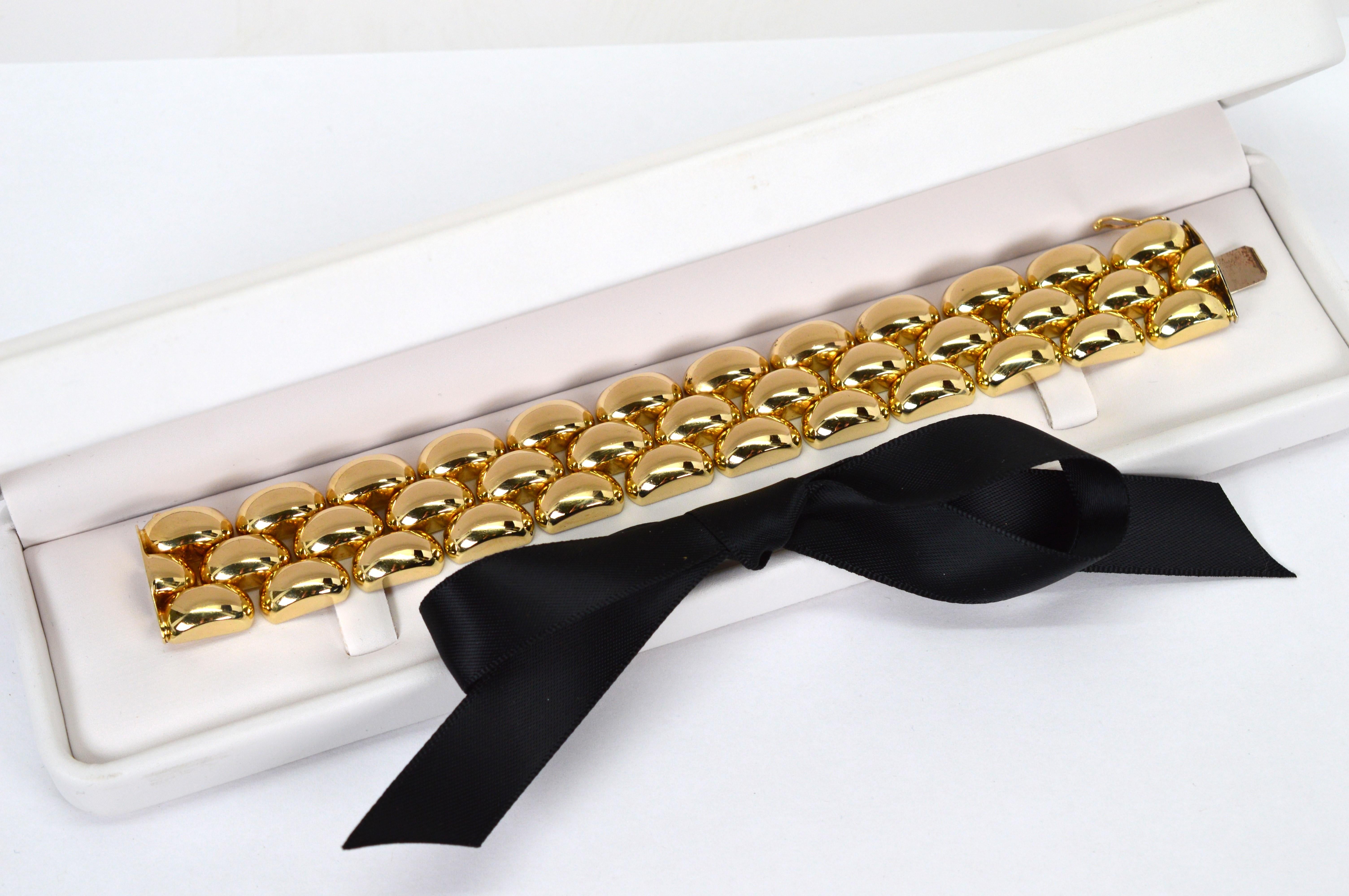Bracelet rétro à maillons bullés en or jaune 14 carats en vente 9