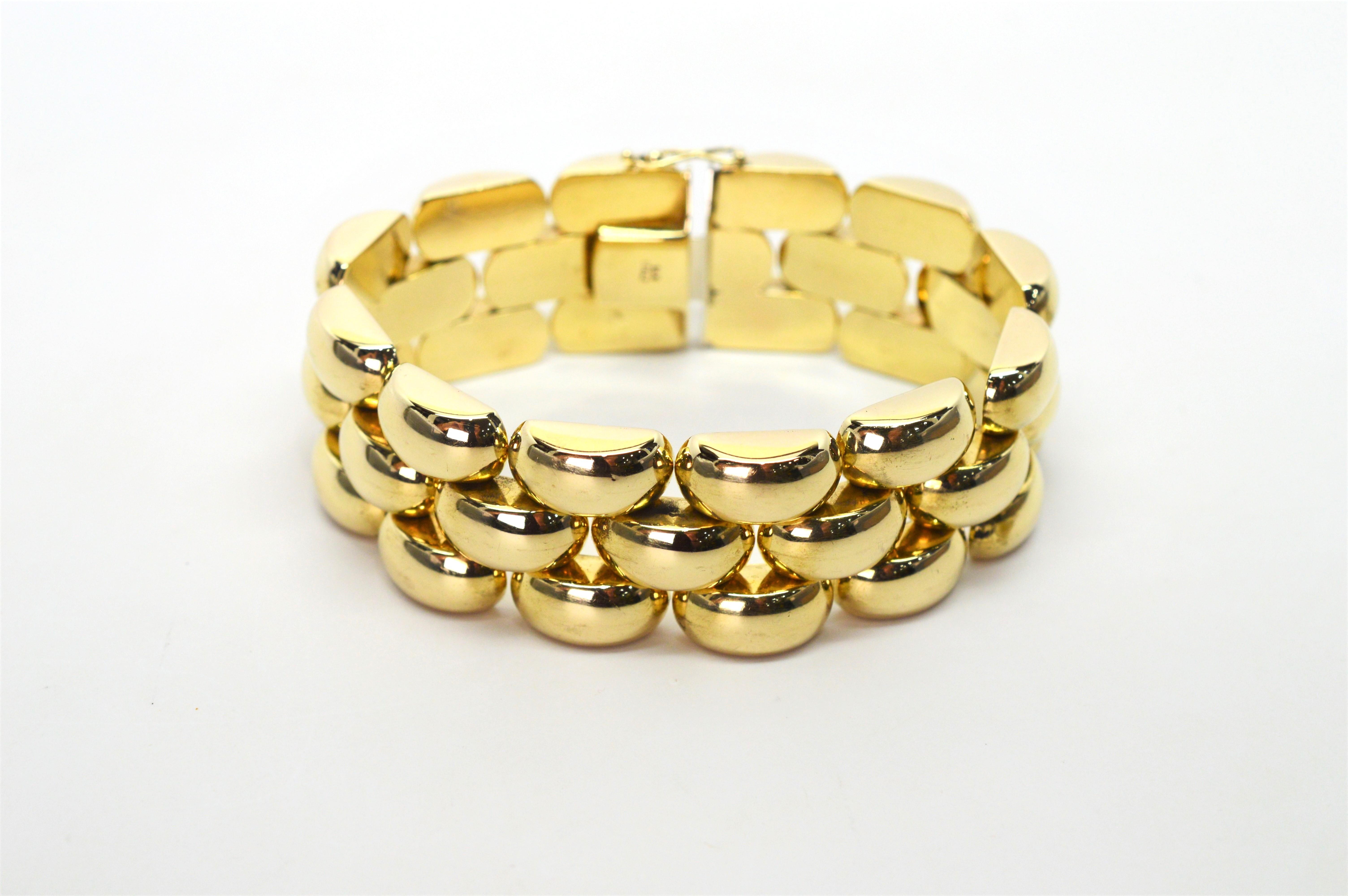 Bracelet rétro à maillons bullés en or jaune 14 carats en vente 3