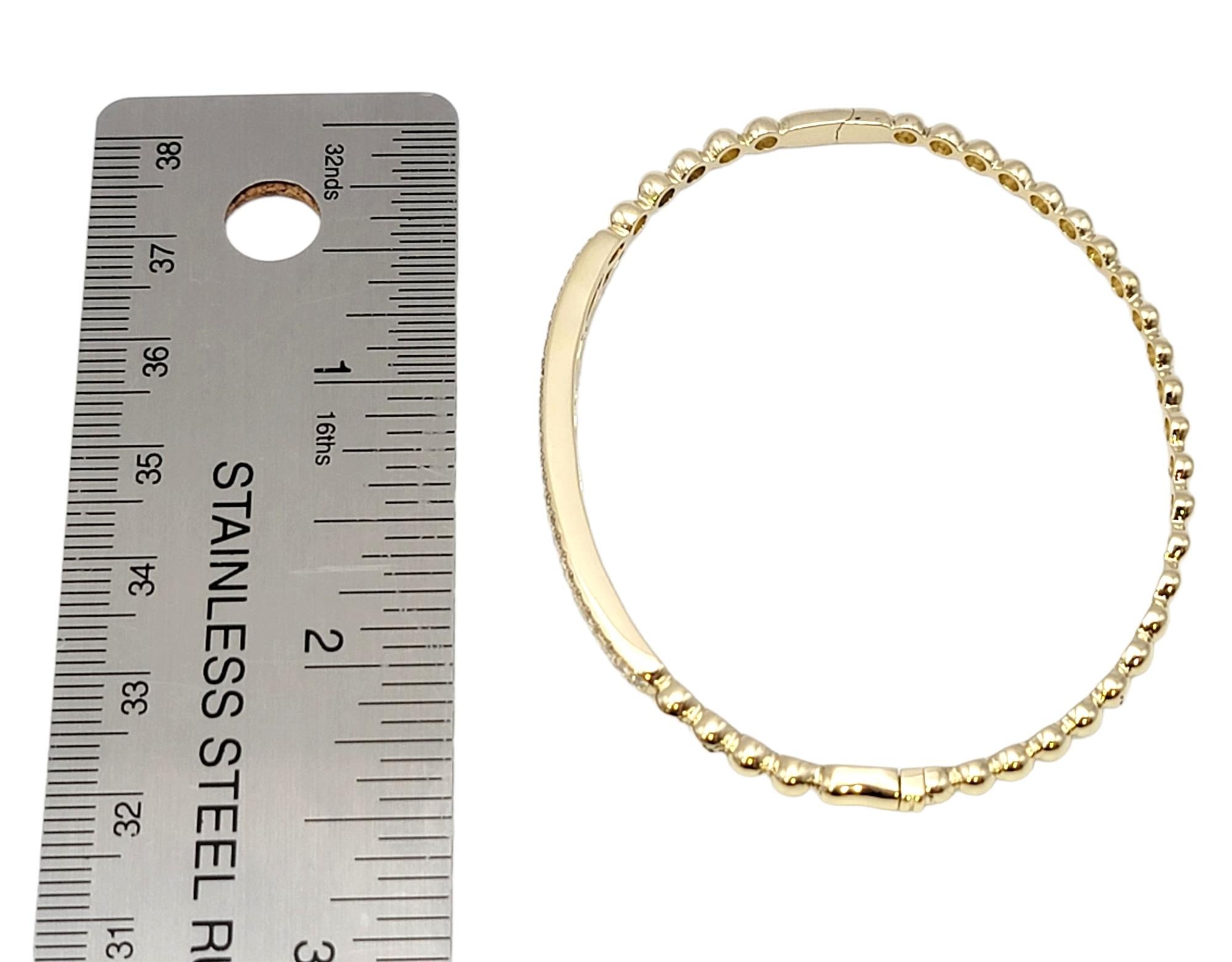 14 Karat Yellow Gold Bubble Style Narrow Stacking Bangle Bracelet with Diamonds For Sale 8