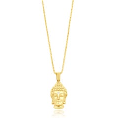 14 Karat Yellow Gold Budda Head Necklace