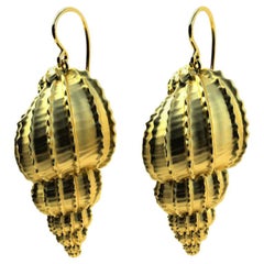 Boucles d'oreilles en or jaune 14 carats en forme de coquillage bulbeux