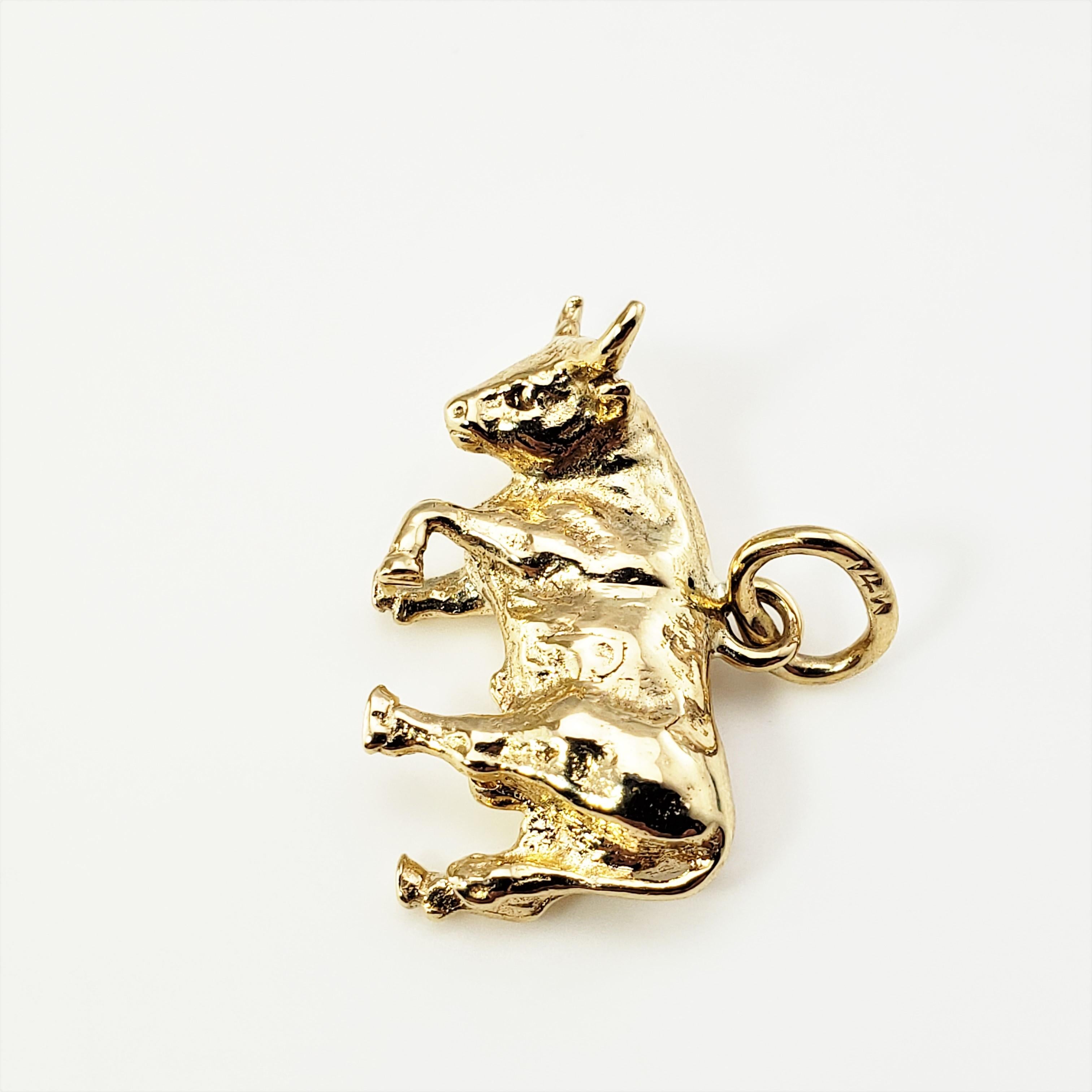 14k gold bull pendant