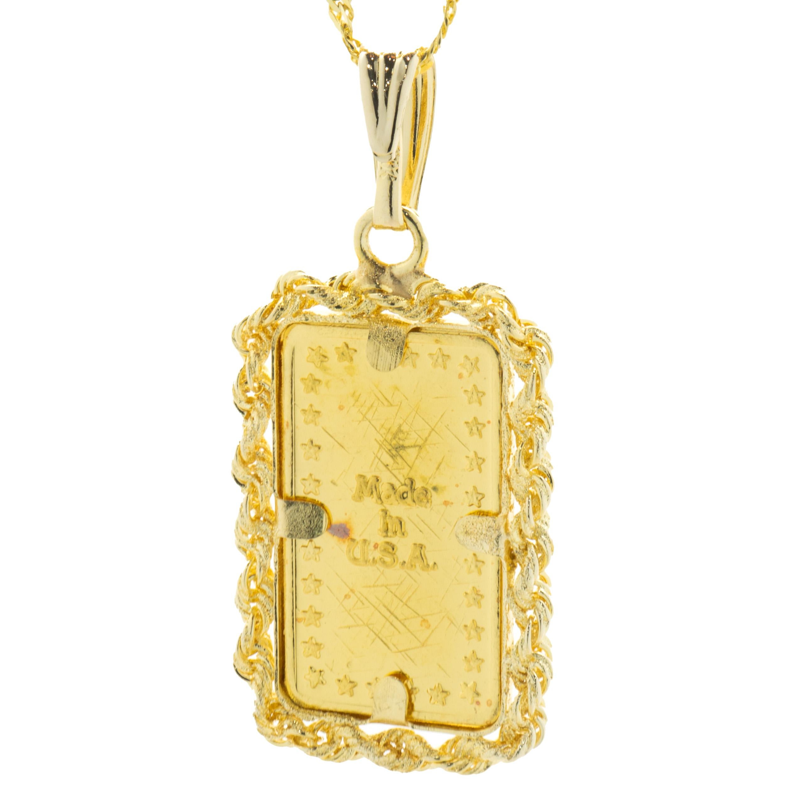 14 Karat Yellow Gold Bullion Pendant In Excellent Condition For Sale In Scottsdale, AZ