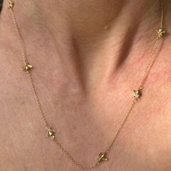 14 Karat Yellow Gold Bumble Bee Station 18 Inch Link Necklace