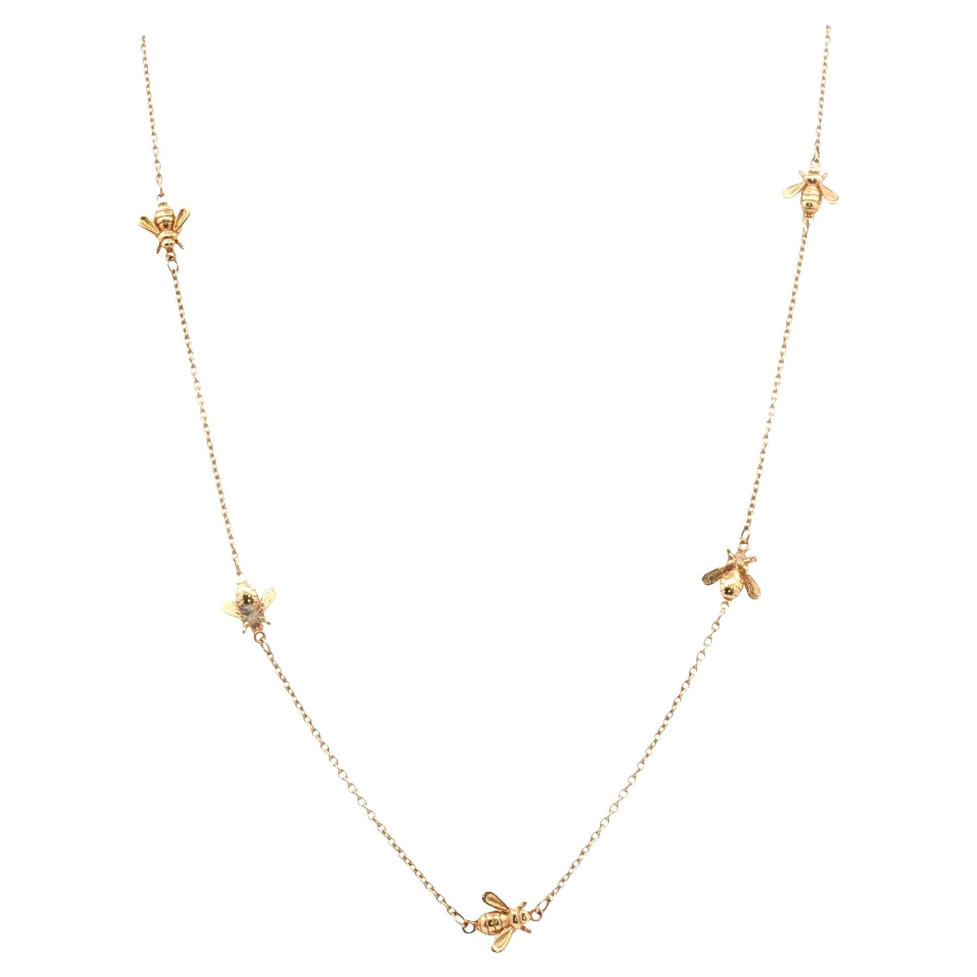 Collier à maillons en or jaune 14 carats avec bourdon à l
intérieur du collier (18 pouces) en vente