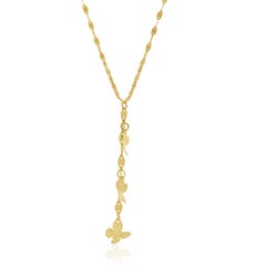 14 Karat Yellow Gold Butterfly Mirror Chain Necklace