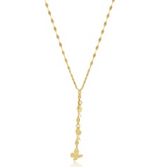 14 Karat Yellow Gold Butterfly Mirror Chain Necklace