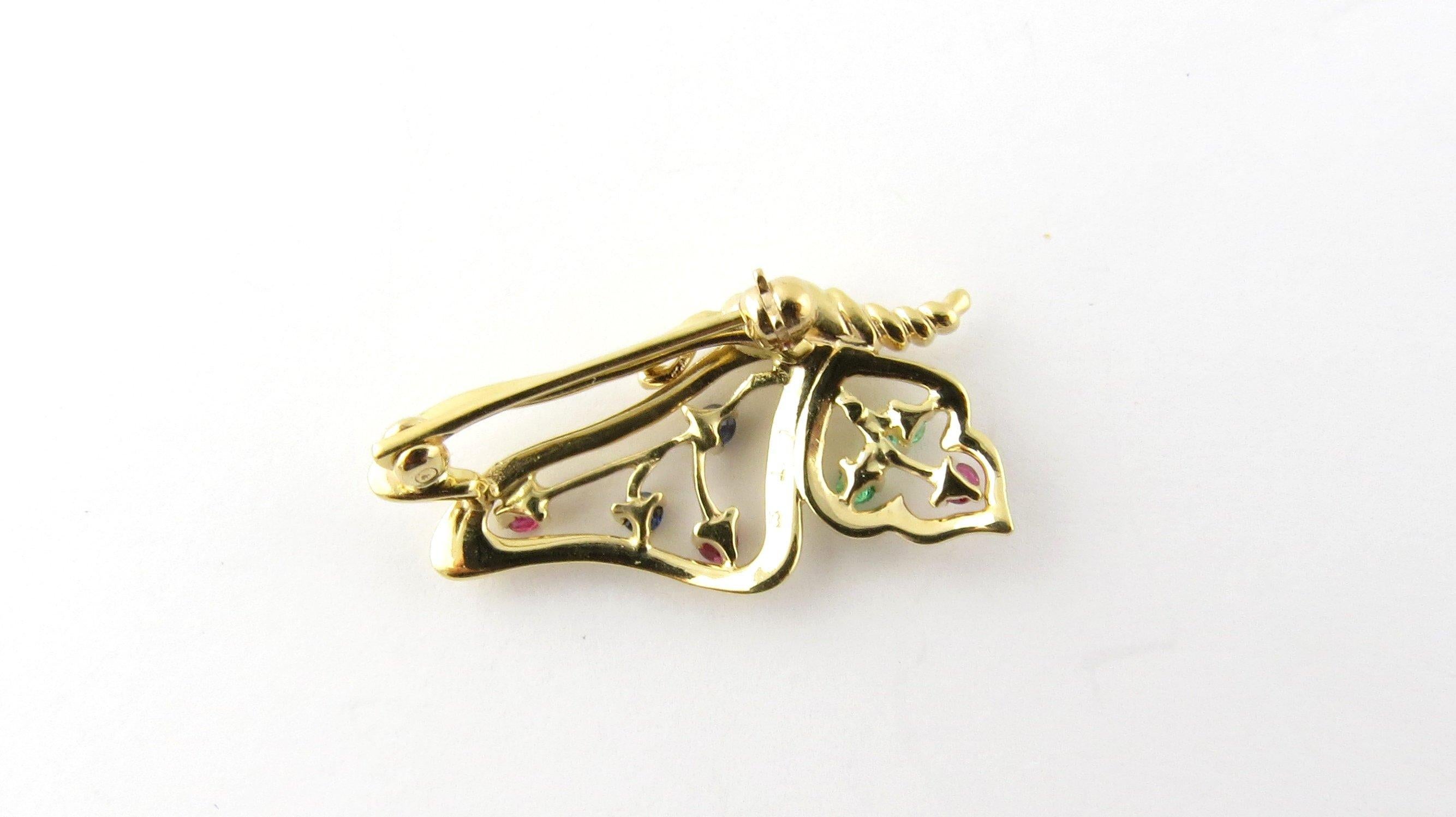 Women's 14 Karat Yellow Gold Butterfly Pin